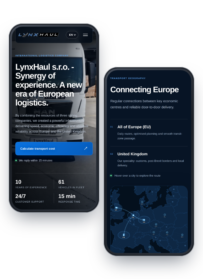 LynxHaul – International Road Freight Logistics Website — 2